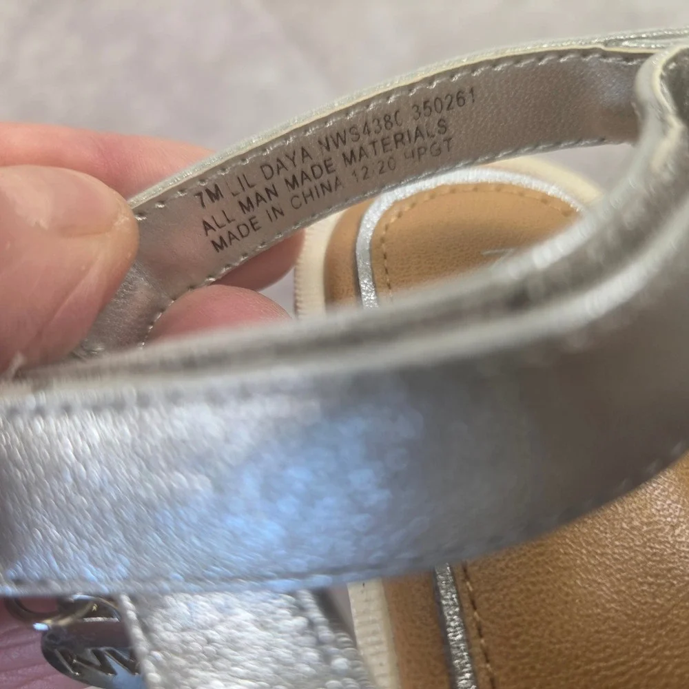 Nine West Toddler Girls Lil Daya Sandals Silver Metallic Strappy NWS4380 7M